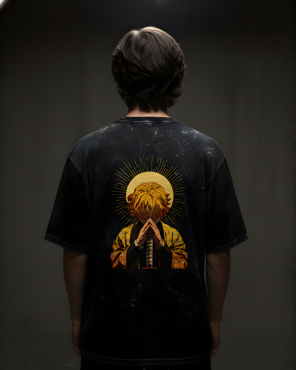 Zenitsu Agatsuma Acid-Washed Oversized Tee
