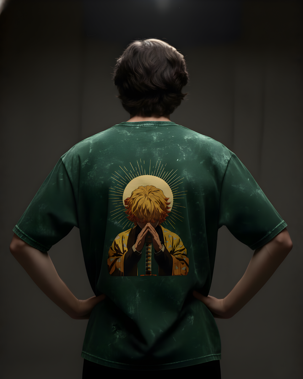 Zenitsu Agatsuma Acid-Washed Oversized Tee