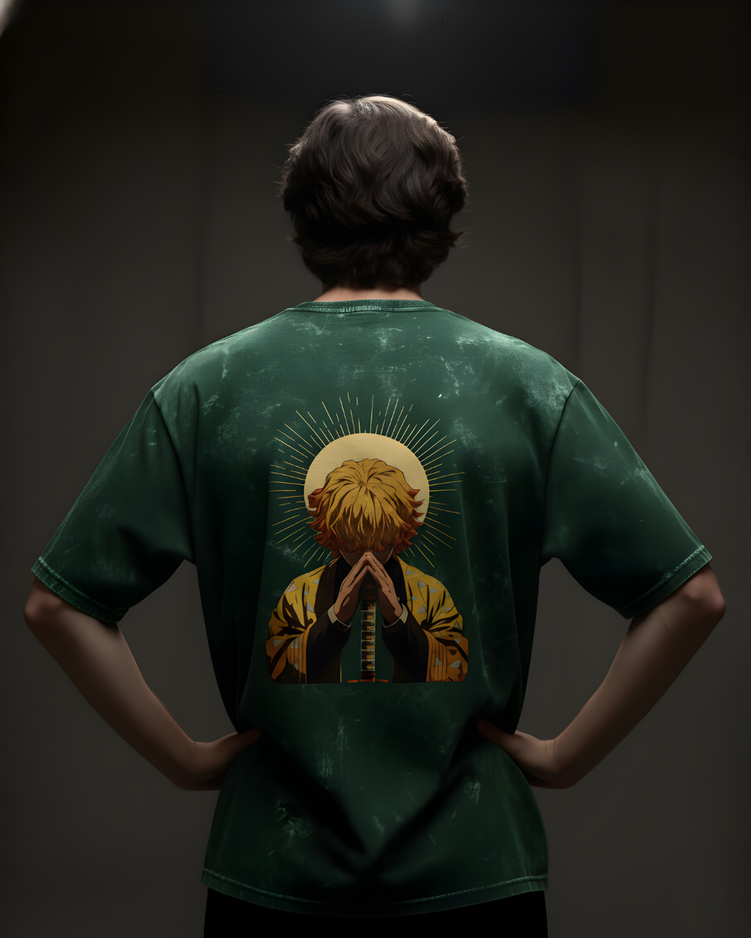 Zenitsu Agatsuma Acid-Washed Oversized Tee