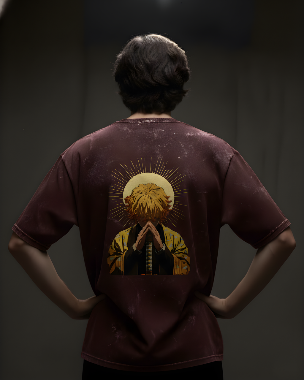 Zenitsu Agatsuma Acid-Washed Oversized Tee